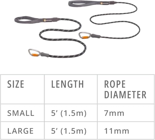 RUFFWEAR Knot-a-Leash Reflektierende Hundeleine, große, zugfreie 1,5 m Lange Hundeleine mit gepolstertem Griff, leichte und robuste Hundeleine, Anti-Tangle-Leine, S, Obsidianschwarz