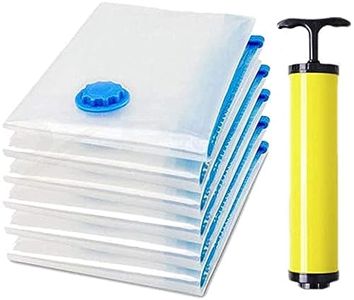 YumLock Vacuum Space Saver Reusable Sealer Storage Bags with Suction Pump, 70 x 100 cm (Pack of 7), W 31.4 H 22.8 D 15.6