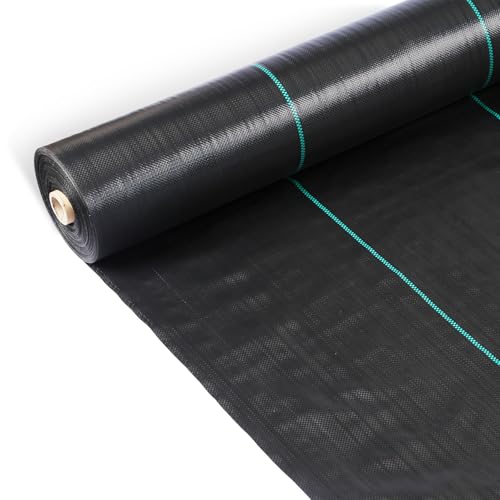 KEPLIN Heavy Duty Weed Control Membrane Fabric Light Weight,Water- Resistant,Breathable & UV Protection Ground Cover Suppressant Barrier for Gardening,Patio,Pavement/Pebble Base & Landscaping(2Mx50M)