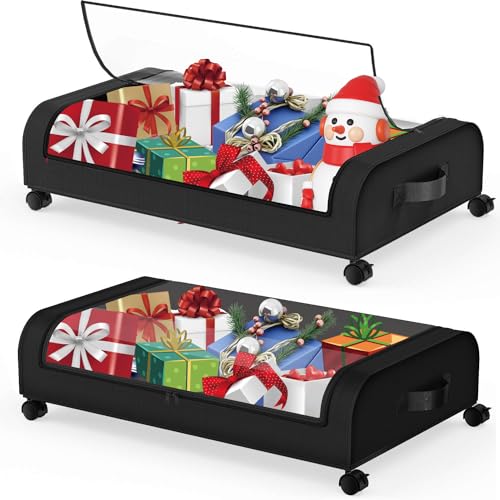 SUYUDSM Under Bed Storage, 2 Pack Under Bed Shoe Organizer Under the Bed Storage Containers with Wheels for Clothes Blankets Shoes Bedding