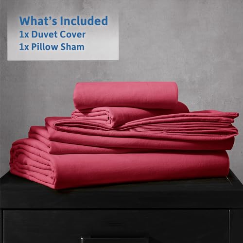 Hearth & Harbor Prewashed Twin Duvet Cover Set, Burgundy Red by Hearth & Harbor - Used condition - Image 9