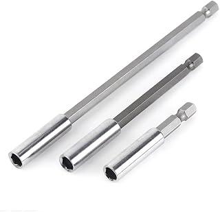 Magnetic Extension Kit 3 Pieces 1/4 Inch Hexagonal - 75 100 150 mm Shank - Quick Release for Drill, Screw, Nut - Hand Drive