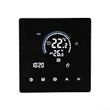 Für Tuya Smart Enabled Elektrische Fußbodenheizung Thermostat mit 25A Last 5000W Leistung für Ferntemperaturanpassung über WLAN (Schwarz)