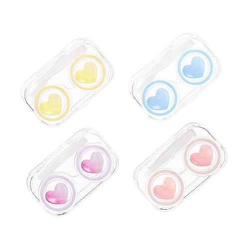 GOOHOCHY 4 Piezas Estuche para Lentes de Contacto Transparente Caja Plástica Resistente y Hermética para Almacenamiento Seguro y Viaje Organizador Compacto para Lentes Cosméticos