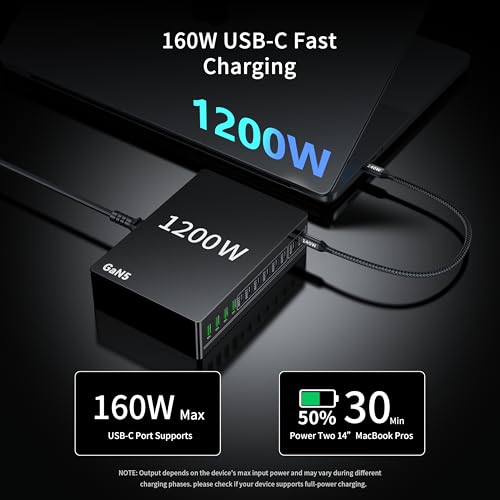 1200W USB C Charger Block Fast 12 Port MacBook Pro Charging Station - image 2