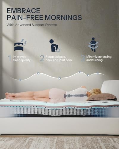 Life Balance Hybrid King Mattress 12 Inch, Made in USA, Medium Firm, Copper Gel Memory Foam， Hypoallergenic & Odorless, Motion Isolation & Pressure Relief, Mattress in a Box, CertiPUR-US Certified - Image 4