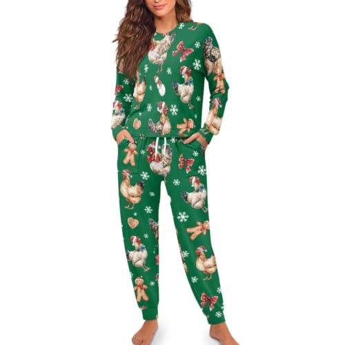 Image of Womens Lounge Set Long Sleeve Soft Pajama Sets | Casual 2 Piece Pj Outfit, Crewneck Sleepwear with Pockets, Adjustable Drawstring, Soft Comfy Fall Pajamas, Plus Size
