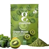 GREENORA Smoothie Vegano de Fruta Liofilizada, Mango, Kiwi, Espinaca, Espirulina, Jengibre y Col Rizada en Polvo, Ideal para Desayunos, Bowls y Recetas, Sin Azúcar, 25 Servicios, Green Boost