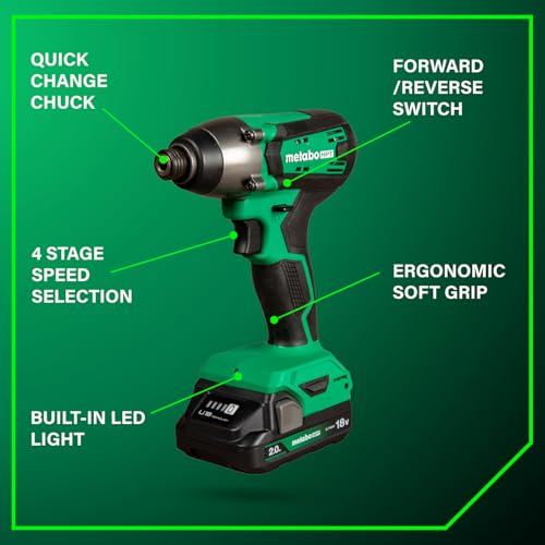 Metabo HPT 18V MultiVolt Cordless Hammer Drill and Impact Driver Combo Kit, Cordless Power Tool Set with 2 Lithium-Ion Batteries and Charger, Lightweight and Ergonomic Design, Carrying Bag, KC18DFX thumbnail 7