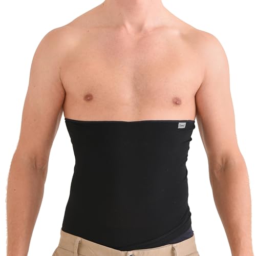 CHARM Thermal Belly Band Haramaki - Stomach Warmer for Men & Women Elastic Band Core Maternal Belt Period Pain Kidney Black