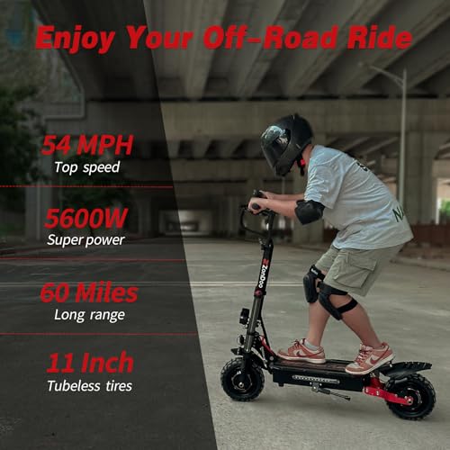 Adult Electric Scooter 50 MPH, 5600W Dual Motors 60 Miles Range, Hydraulic Suspensions and Dual Oil Brakes All Terrain ZonDoo ZO03 Scooter Electric with Seat for Heavy Adults