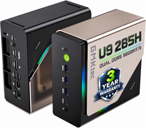 Image of GMKtec EVO-T1 Mini PC AI Ultra 9 285H (up to 5.4GHz) 64GB DDR5 (32GB*2) 1TB PCIe 4.0 SSD Gaming Mini Computer, 3X M.2 Expansion Slots, Oculink, Quad Screen 8K Display
