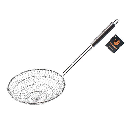 Stainless Steel Spider Strainer Asian Kitchen Mesh Wok Strainer Wire Food Cooking Skimmer Basket, 8-Inch, Hand-Made