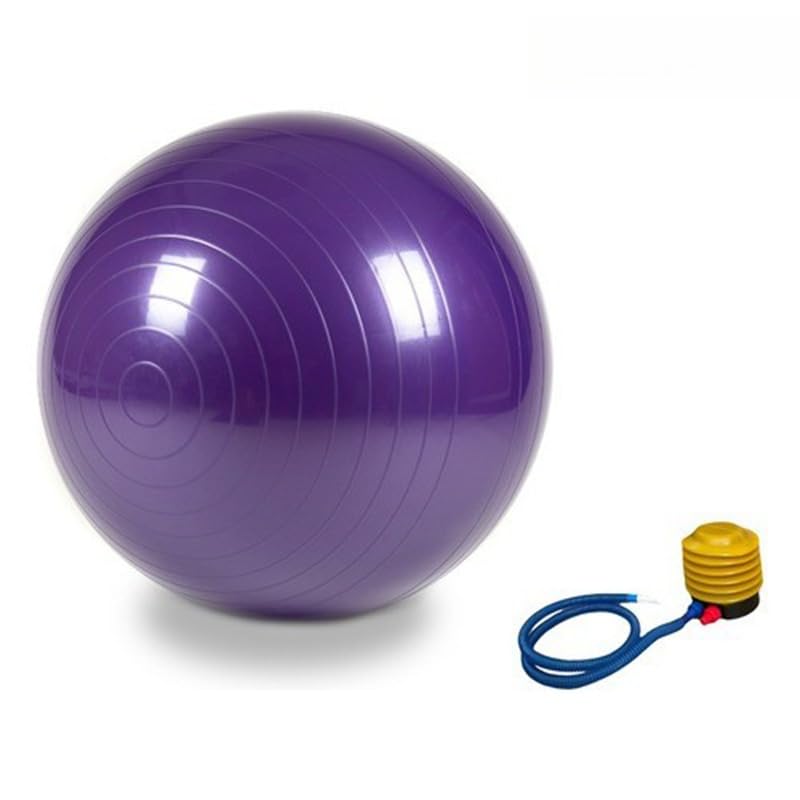 Bola de Pilates 65cm Antiestoura com Bomba, Suporte 300kg para Fisioterapia e Treino