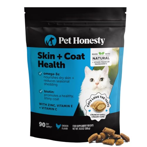 Cat Skin & Coat Supplement Crunchy Creamy Chews - Salmon Oil for Cats Omega 3…