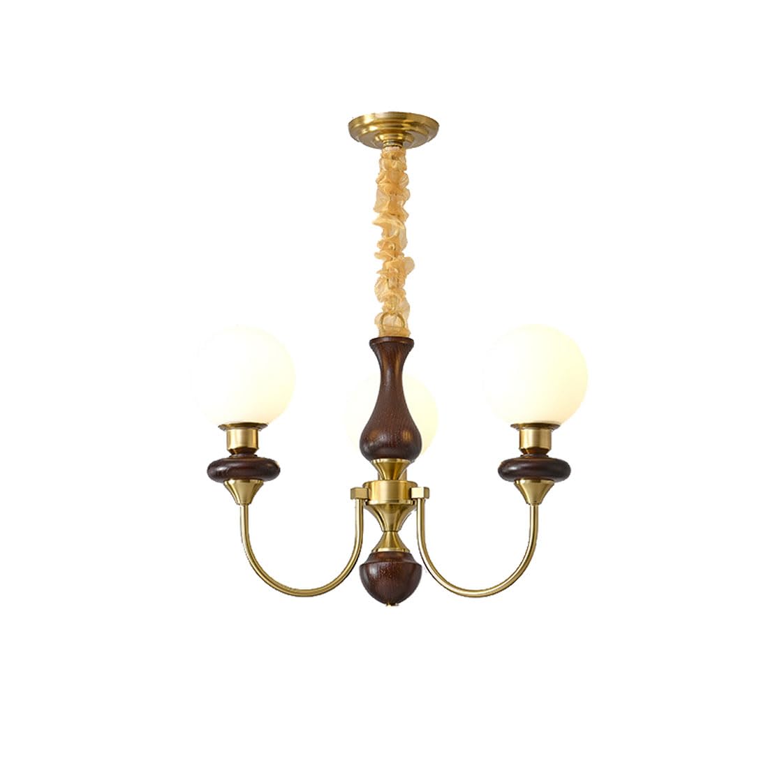 Suspension moderne vintage avec abat-jour en verre et décoration en bois d 3LIGHT