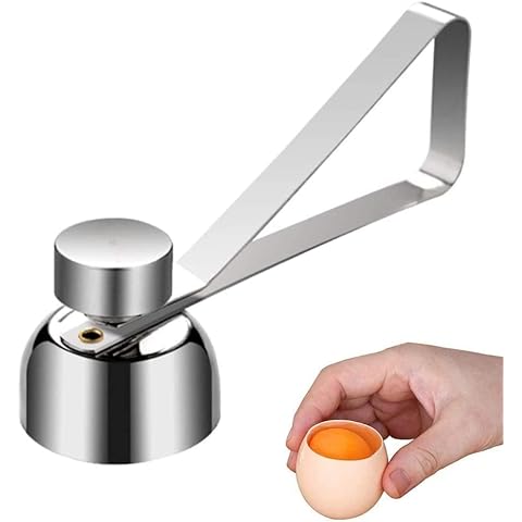 Egg Cracker Topper，Egg Opener Eggshell Cutter Kitchen.Perfect Soft Boiled Egg Cutter for Raw/Soft Hard Boiled Egg Silver Cover