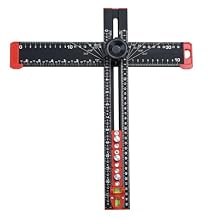 Professional 4 in 1 Drilling Positioning Ruler, 14"/35cm Multifunctional T-Square Ruler, Aluminum Alloy Woodworking Angle Ruler, Cabinet Hardware Jig for Precision Hole Punching Measure and Marking