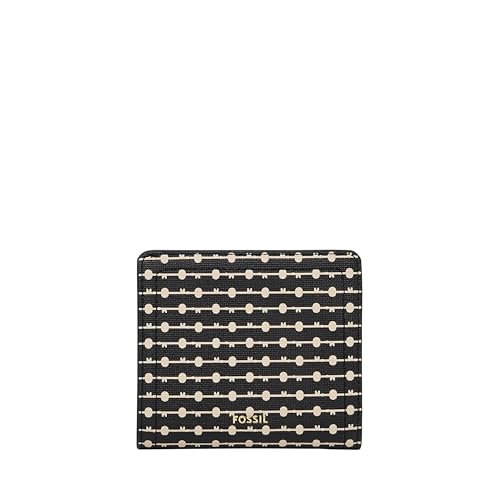 Fossil Women's Logan Faux Leather Wallet RFID Blocking Small Bifold, Black Stripe (Model: SL7826080)