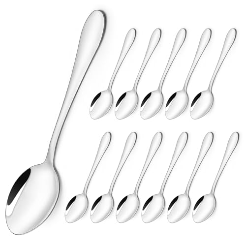 Joyfair Teaspoons, Stainless Steel Dessert Spoon Set of 12, Small Coffee Spoons Set Ideal for Coffee Tea Ice Cream Dessert in Home Kitchen Restaurant, Dishwasher Safe & Mirror Polished, 13.5cm