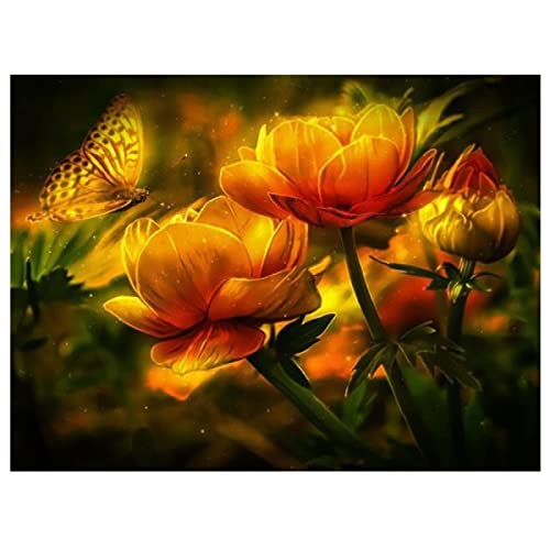 Peinture diamant 5D fleur de papillon d'or broderie point de croix complet carré 30x40 cm