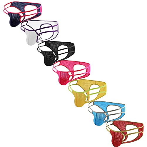 QiaTi Men's Jockstrap Underwear Sexy Mens Thong G-String Mesh Breathable Athletic Supporter