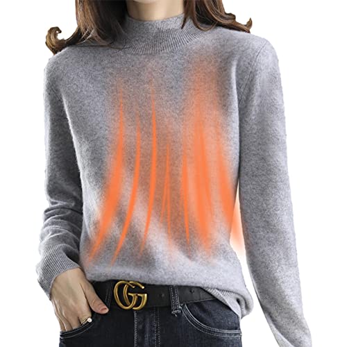 Suéteres para mulheres, suéter feminino de manga comprida de lã quente meia gola rolê | suéter macio