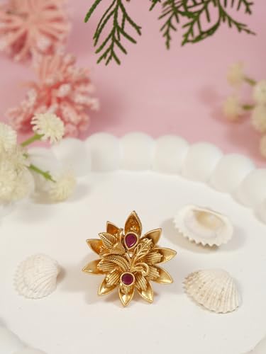 Image of I Jewels Gold Plated Traditional Design Comfort Fit Adjustable Finger Ring For Women
