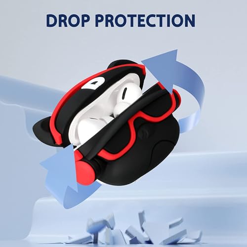 Image of Cartoon Silicone Case Compatible with Apple AirPods Pro 3 (2025) Case Cover - Cute 3D Shockproof 360 Protective Skin Cover with Keychain | AirPods Pro 3nd Gen Case (Hiphop Dog Red)