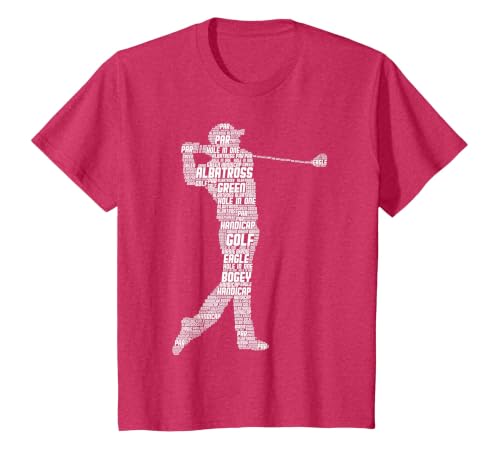 Golf Golfer Golf Player Men Children Boys T-Shirt, Youth, Red Heather, Large