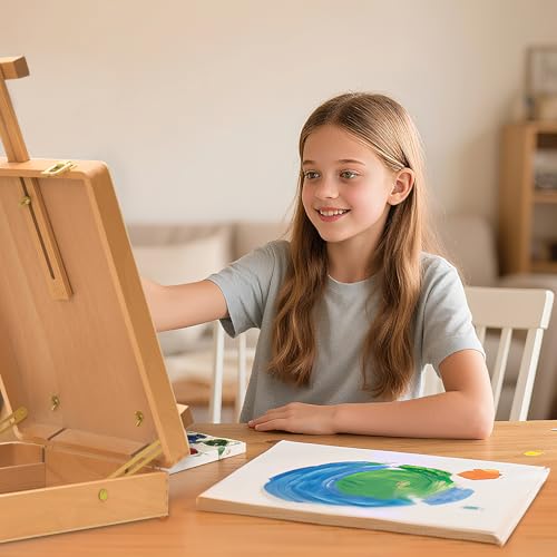 Miniatura 6 de Caballete De Mesa, Caja De Caballete De Mesa Portátil De Madera De Haya Para Pintura, Ideal Para Artistas, Estudiantes Y Principiantes