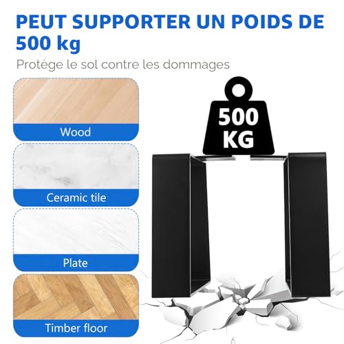 LiYiJiKeJi 2 Pièces Pied de Meuble Trapézoïdaux, 15,2 cm Pied de Table, Pieds de Meubles, Pied de Table Metal, Pied Canapé, Pieds Meuble Cuisine Noir pour Armoires Meubles Table(15,2cm) – vue 3