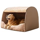 Extra Large Dog House Indoor, Memory Sponge, Cozy Dog Bed House, Pet Sleeping House Dog Cave for Dogs Cats (Khaki, XL)