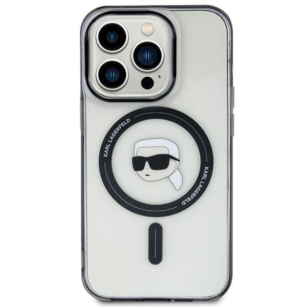 KARL LAGERFELD KLHMP15SHKHNOTK Coque Rigide Transparente pour iPhone 15 6,1" IML Karl's Head