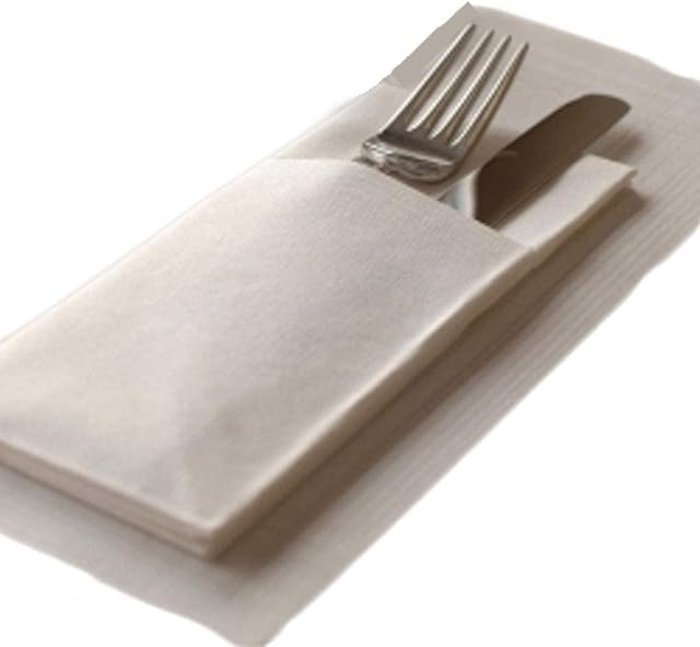 Pack of 100 Premium Quality Linen Feel Airlaid White Pocket Napkins - 40x40cm