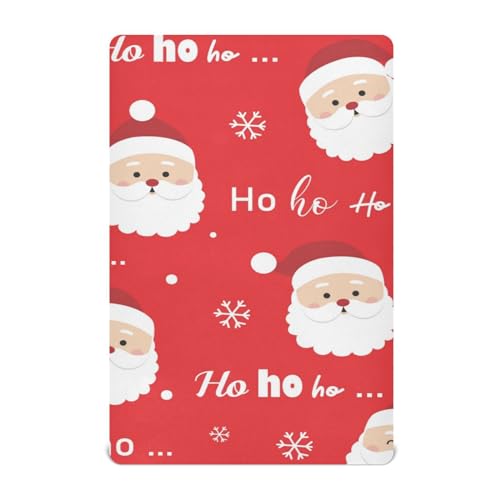 Moudou Christmas Santa Claus Playard Sheet for Boy Girls, Soft Breathable Fitted Toddler Sheet for Standard Playard Bed Mattress, 39 x 27 x 5 Inch