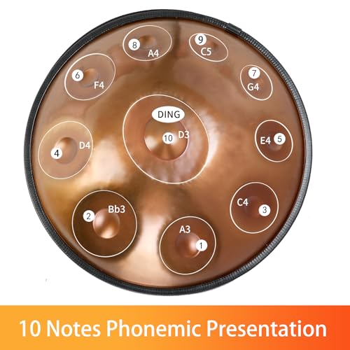 Handpan 22 Inch D Minor Kurd 10 Notes Drum Instrument for Professional Performance, 440HZ Sound Drums for Adults With Bag, Wiping Cloth, and Bracket by NUOSHENG - Image 2