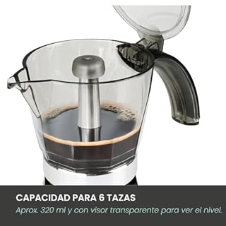 Jocca, Caffettiera Elettrica 6 Tazze, Base Girevole 360°, Sistema Mantieni Caldo, 450-480W