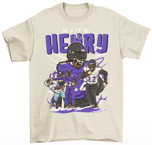 Derrick Henry King Henry Cartoon Style Baltimore T-Shirt (US, Alpha, 3X-Large, Regular, Regular, Natural)