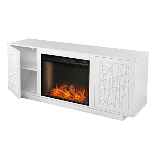SEI Furniture Delgrave Alexa Smart Electric Fireplace, White Finish - Thumbnail 3