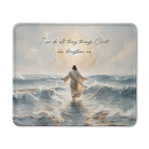 DEQSX Christian Jesus Mouse Pad, Jesus Walking on Water Religious Mouse Pad for Home Office Computer Gaming Desk Essentials, Christian Gifts for Women Men, 9.5x7.9 Inch