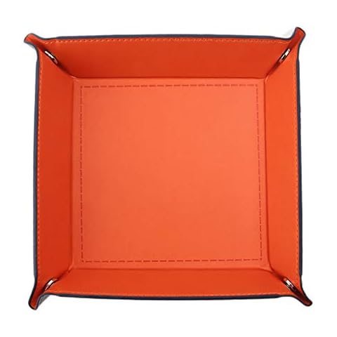 zrshygs Caja de Almacenamiento de Escritorio Plegable PU Cuero cuadrilátero Dados Clave Caja de Monedas Clave - Naranja Cover