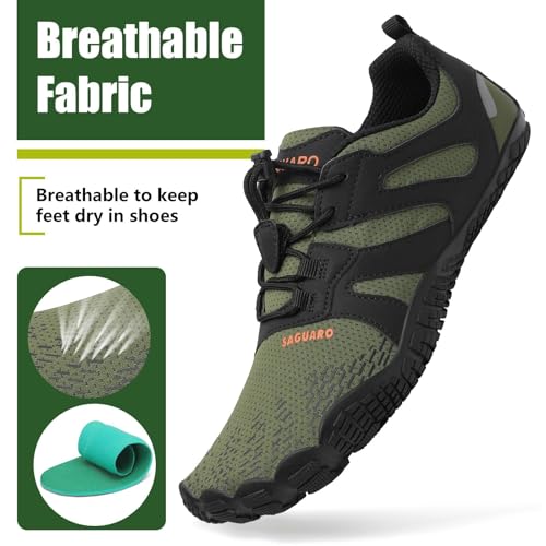 Miniatura 4 de Saguaro Barefoot Zapatos Hombre Minimalista Zapatillas Five Fingers Mujer Gym Shoes Men Trail Running Adulto Verde 36