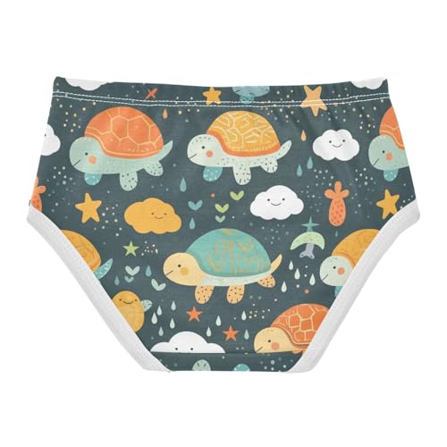 Wusikd Cute Turtle Girls' Underwear Cotton Clouds Stars Girls Briefs Soft Toddler Underwear 2T2
