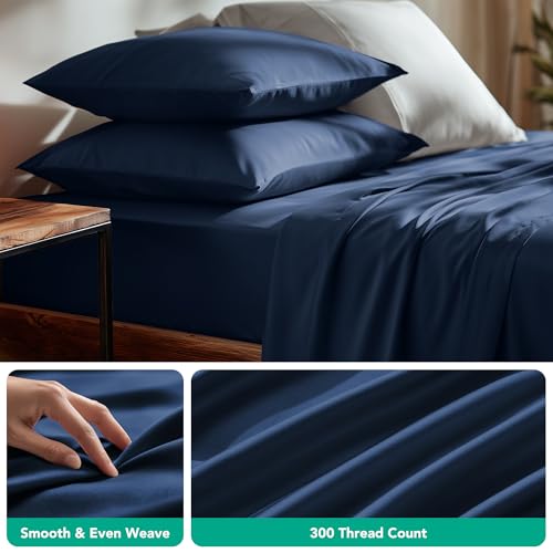 Deconovo Bamboo Cooling Sheets Queen - 4 Piece Viscose Derived from Bamboo Sheet Set, Moisture Wicking, Silky Soft, 16 Inch Deep Pocket, Envelope Pillowcases, Oeko-TEX, Navy Blue by Deconovo - Image 7