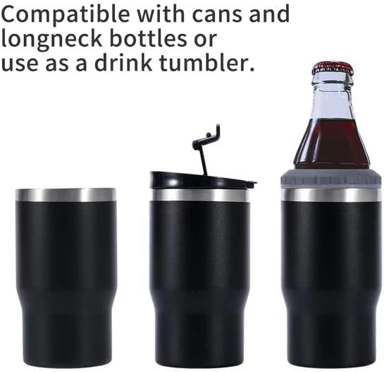 14oz 4 in 1 Stainless Steel Can Cooler Beer Bottle Insulator With 2 Lids for 12oz can&bottle, Double walled insulated Thermocooler &Travel Mug Holder Keeping Your Bevearge Cold (PINK#) - Image 4