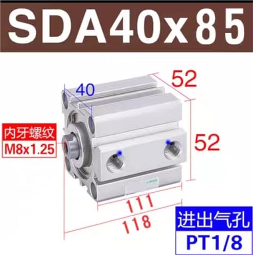 Vérin pneumatique SDA40X85 actionneur compact aluminium à double effet - 3