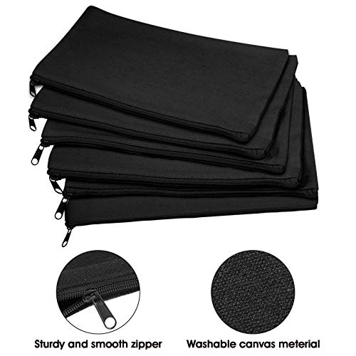Image of 40 Pieces Canvas Pencil Pouch Zipper Makeup Cosmetic Bags Case Blank Craft DIY Bags Multipurpose Toiletry Stationary Storage Pouch for Women Students Travel School, Black,