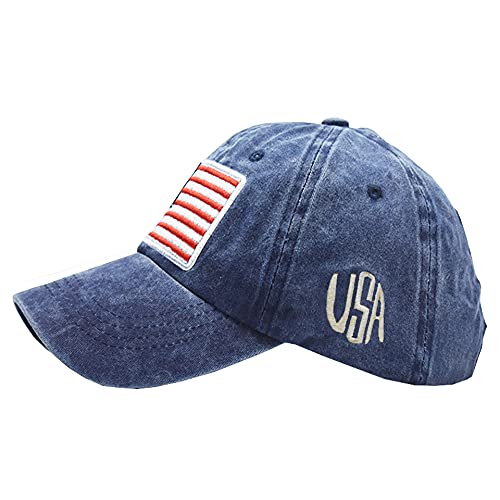 Adjustable Baseball Cap American Flag Hat Headdress Outdoor Sports Cap Peaked Cap Cotton Blue #TOP5