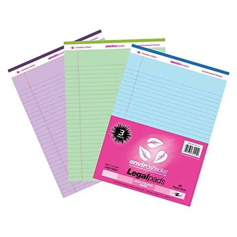 ROARING SPRING Enviroshades 74101 farbige Notizblöcke, 21,6 x 29,8 cm, 40 Blatt Ea, 15# recyceltes Pastellpapier pro Block, liniert, perforiert, 3 Stück Cover